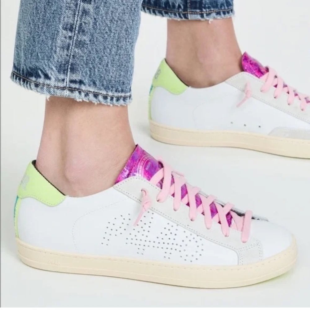 P448 White Sneakers with Pink Laces size 37/6.5